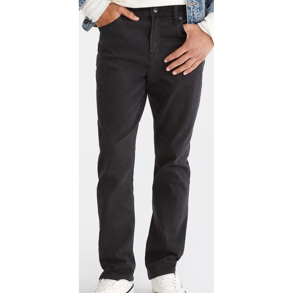 Aeropostale Men's Athletic Straight Premium Air Jeans - Black - 40x34 (42x33.5)